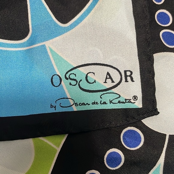 Vintage Oscar De La Renta Floral Geometric Silk Scarf - Picture 6 of 10